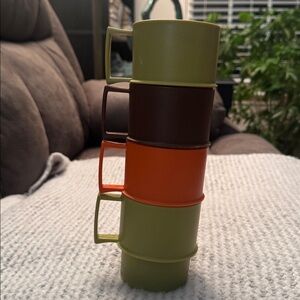 Vintage Tupperware | Harvest Retro Stackable Mugs Cups